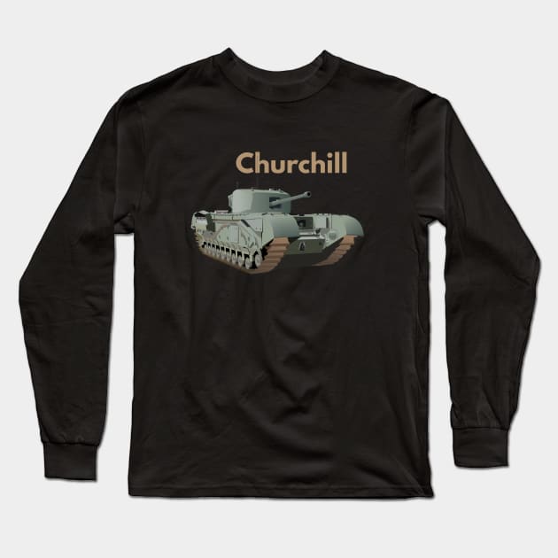 Churchill WW2 British Tank Long Sleeve T-Shirt by NorseTech